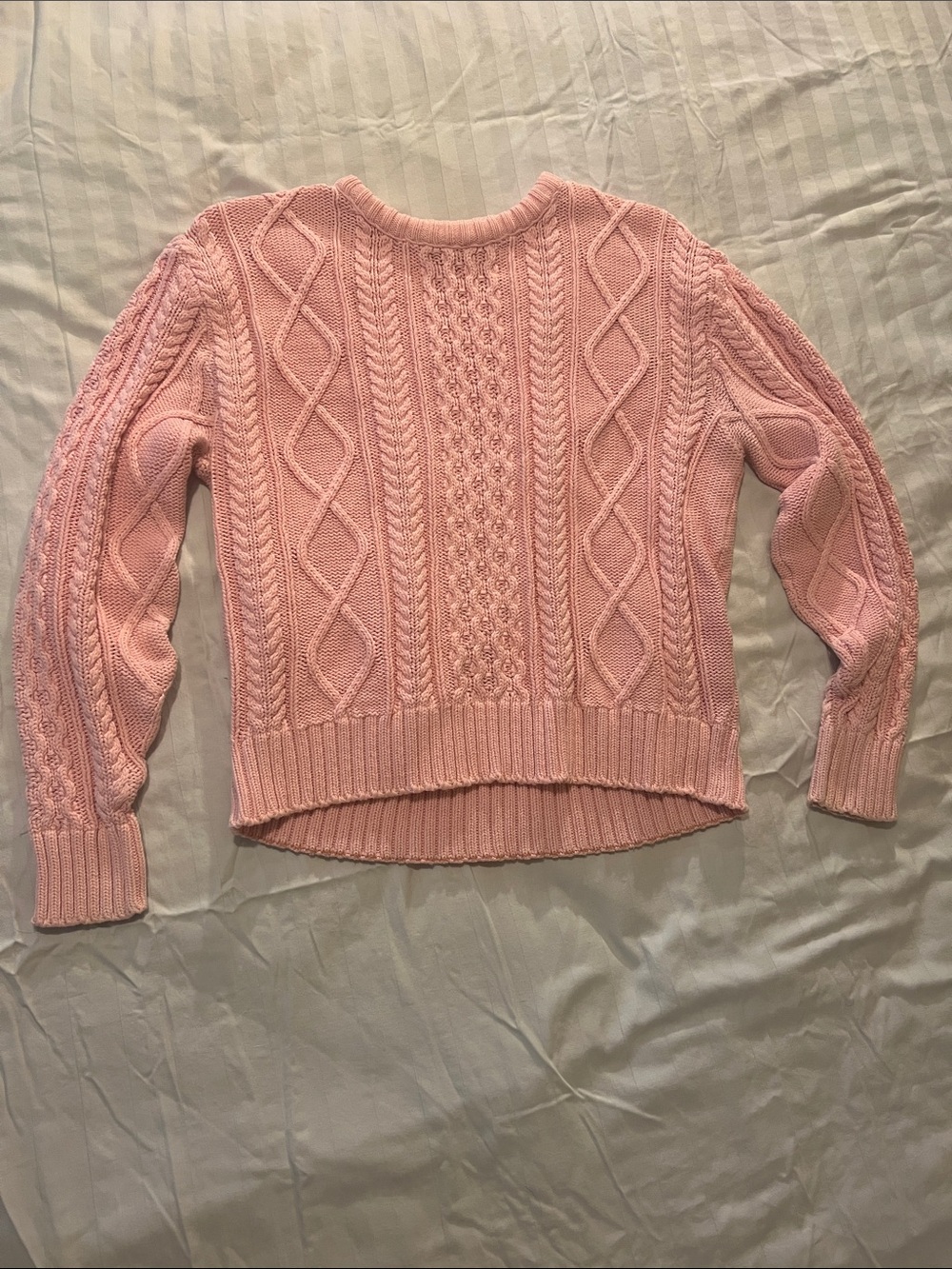 LL Bean 100% Cotton Pink Cable Knit Women's Sweater